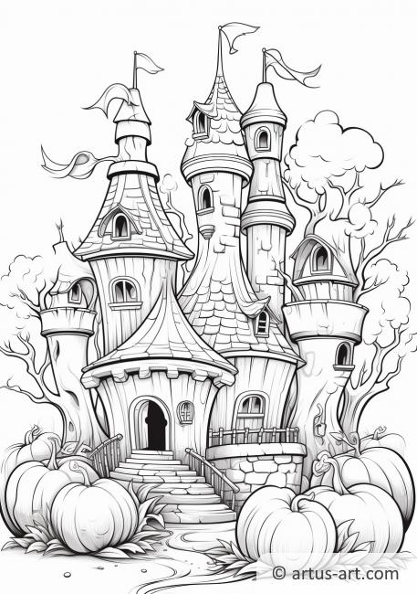 Página para colorir do Castelo de Abóbora